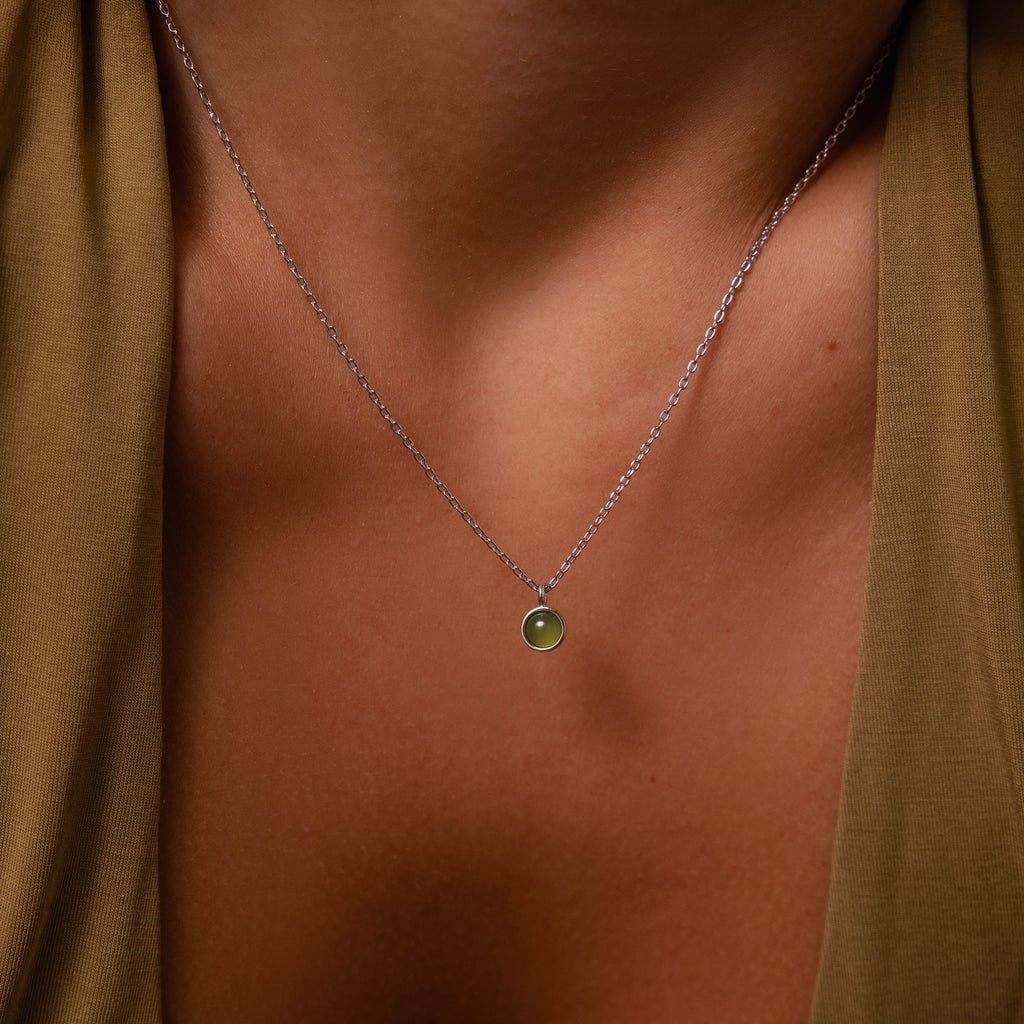 Jade Charm Necklace in Silver