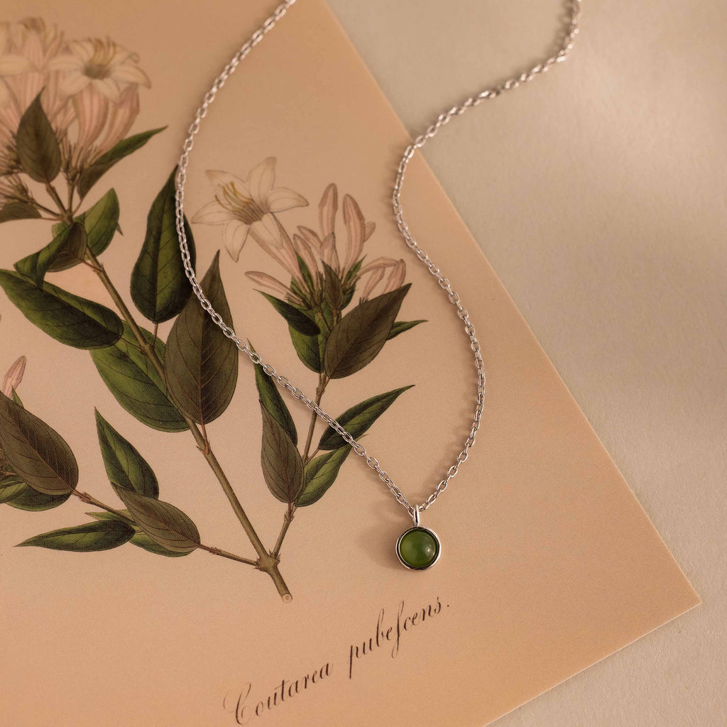 Jade Charm Necklace in Silver