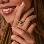 Malachite Heart Signet Ring