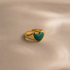 Malachite Heart Signet Ring