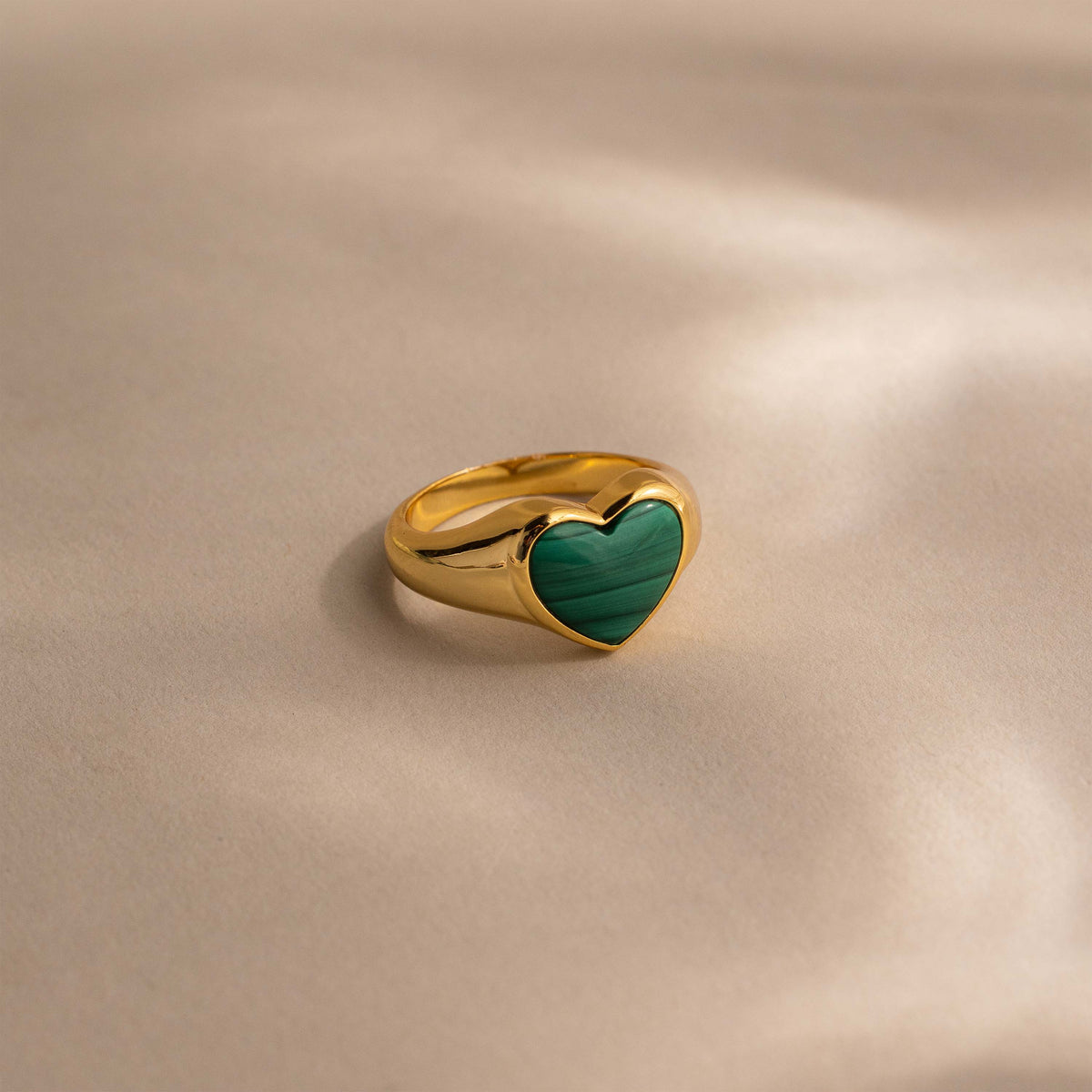 Malachite Heart Signet Ring