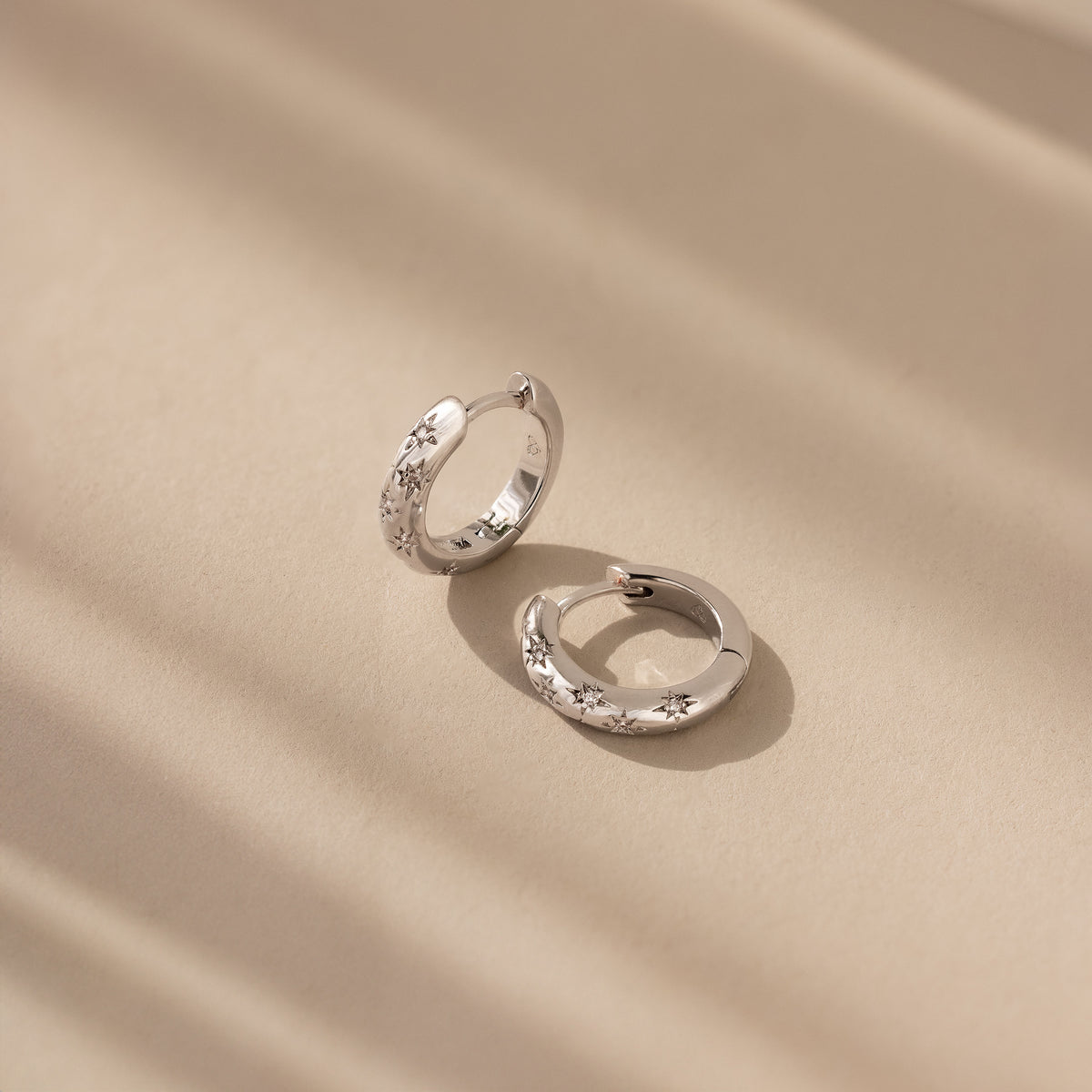 Stargazer Diamond Huggies in Silver