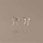 Pearl Diamond Bow Studs