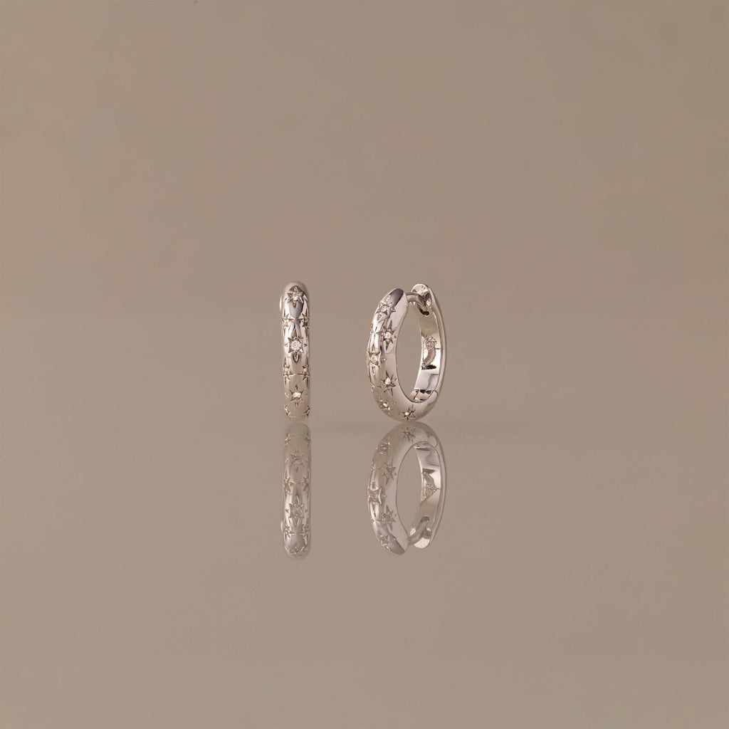 Stargazer Diamond Huggies in Silver