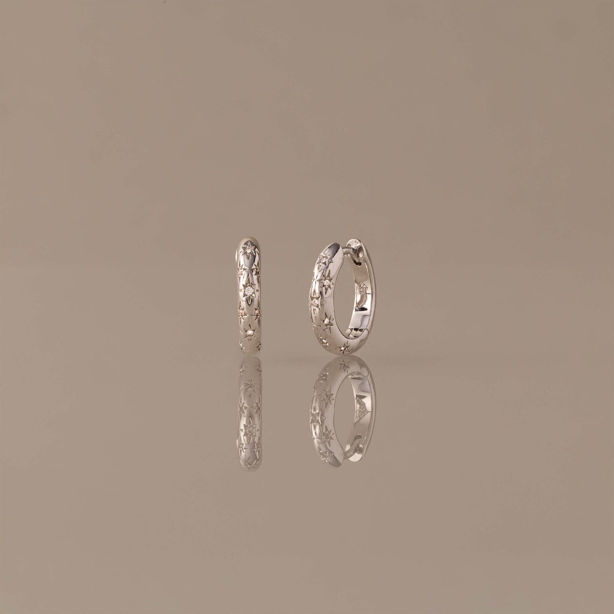 Stargazer Diamond Huggies in Silver