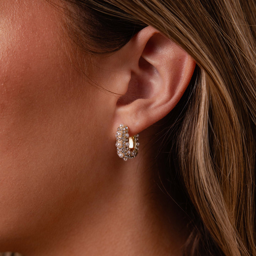 Textured Pearl Wrap Hoops
