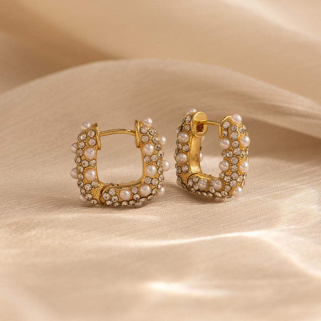 Textured Pearl Wrap Hoops in 18K Gold
