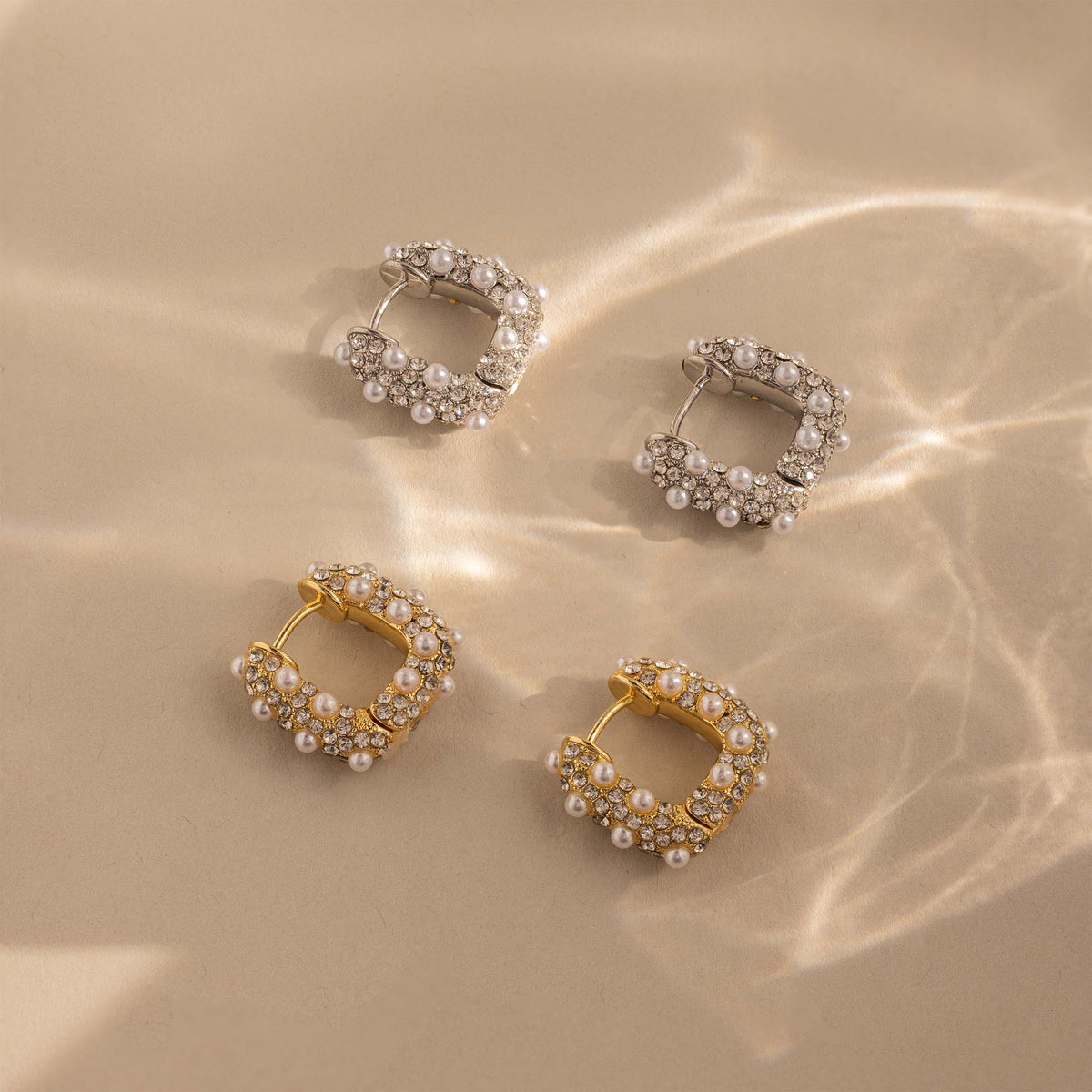 Textured Pearl Wrap Hoops