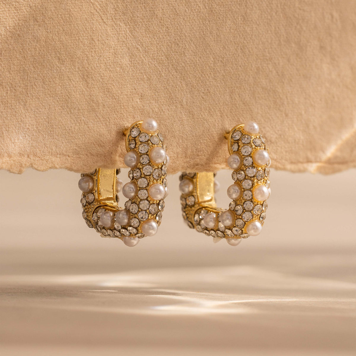 Textured Pearl Wrap Hoops in 18K Gold