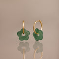 Jade Flower Hoops in 18K Gold