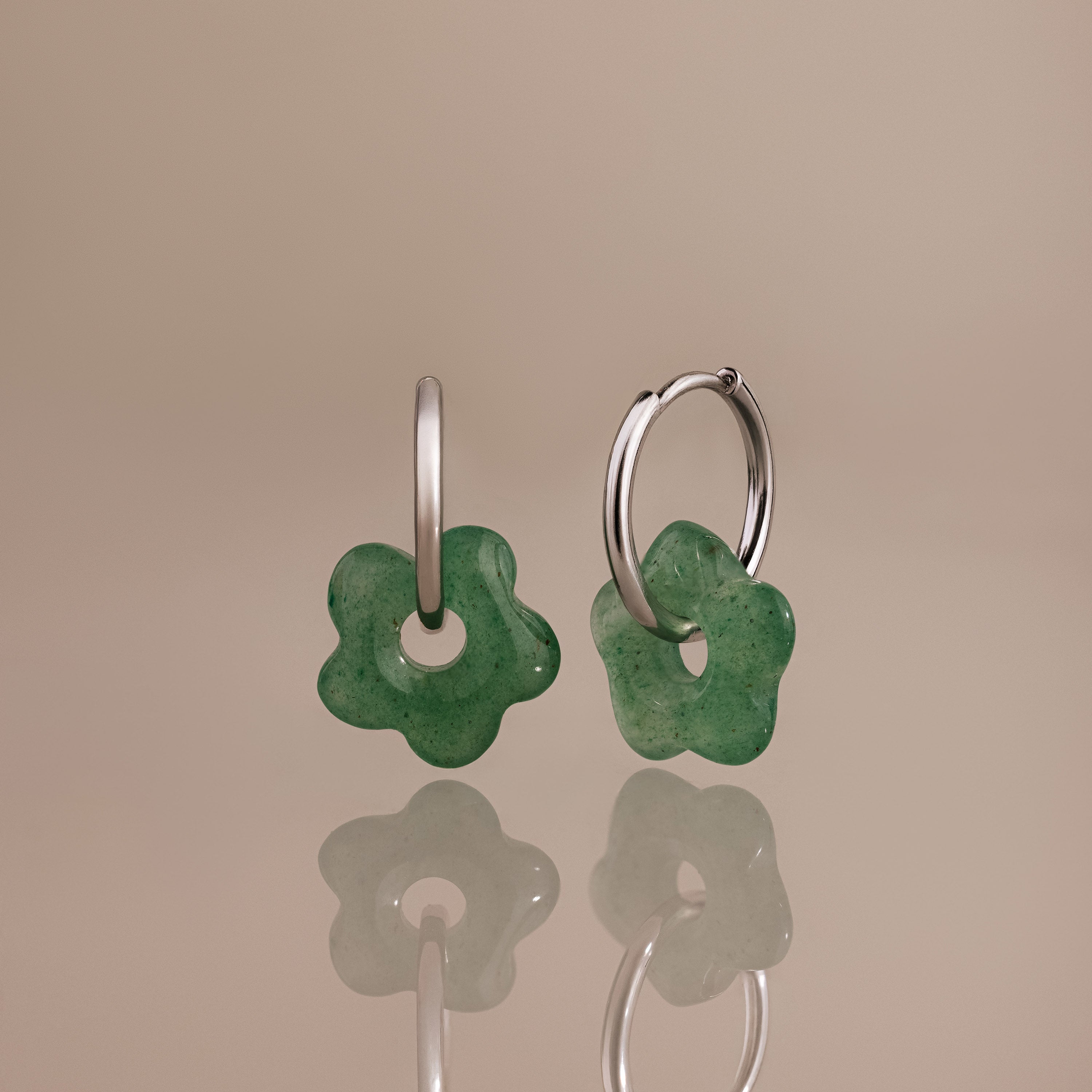 Jade Flower Hoops