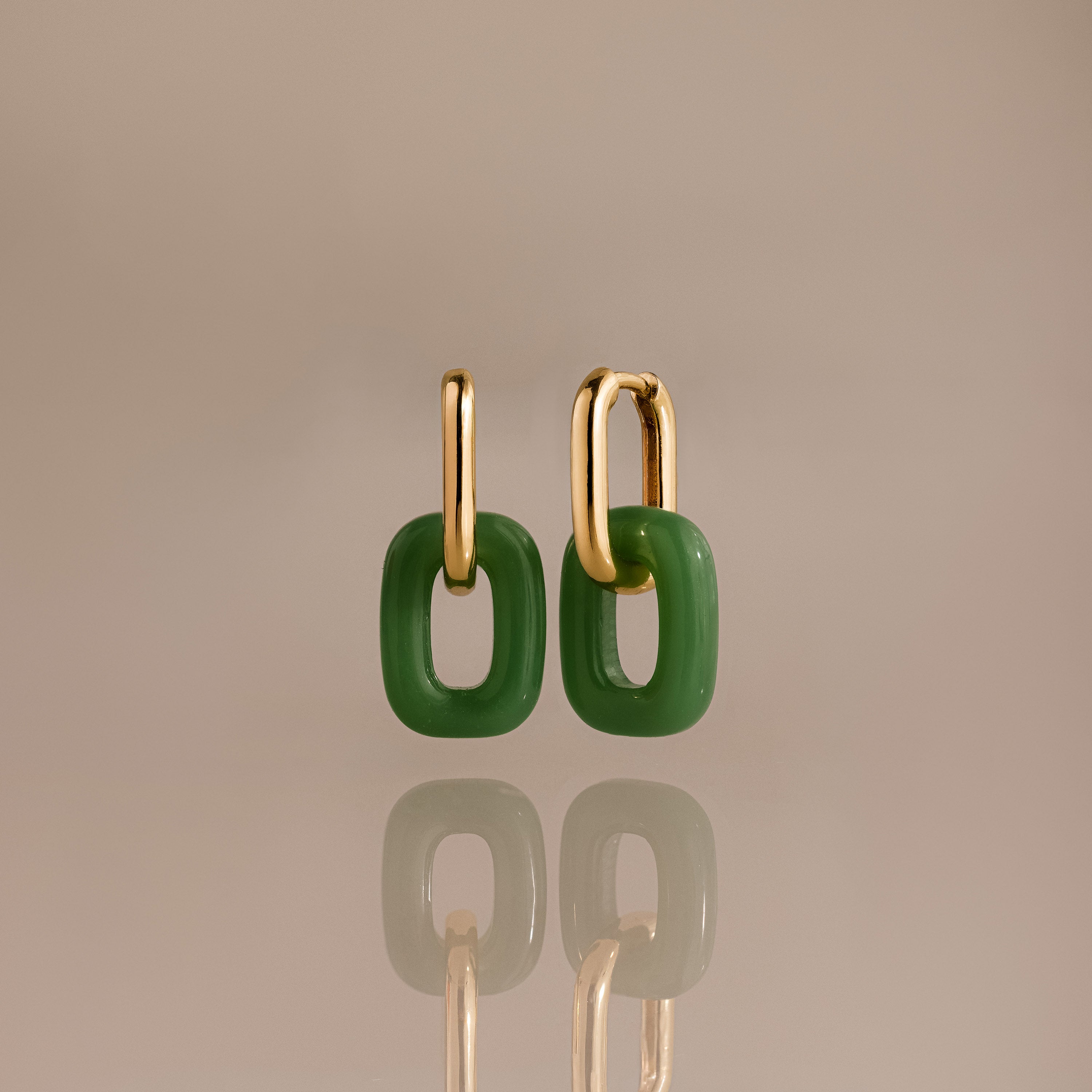 Jade Link Drop Hoops