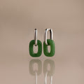 Jade Link Drop Hoops in Silver