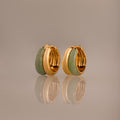 Jade Duo Hoops in 18K Gold