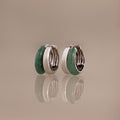 Jade Duo Hoops in Silver