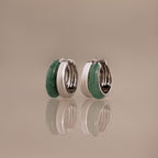 Jade Duo Hoops in Silver