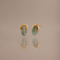 Aventurine Halo Drop Studs in 18K Gold