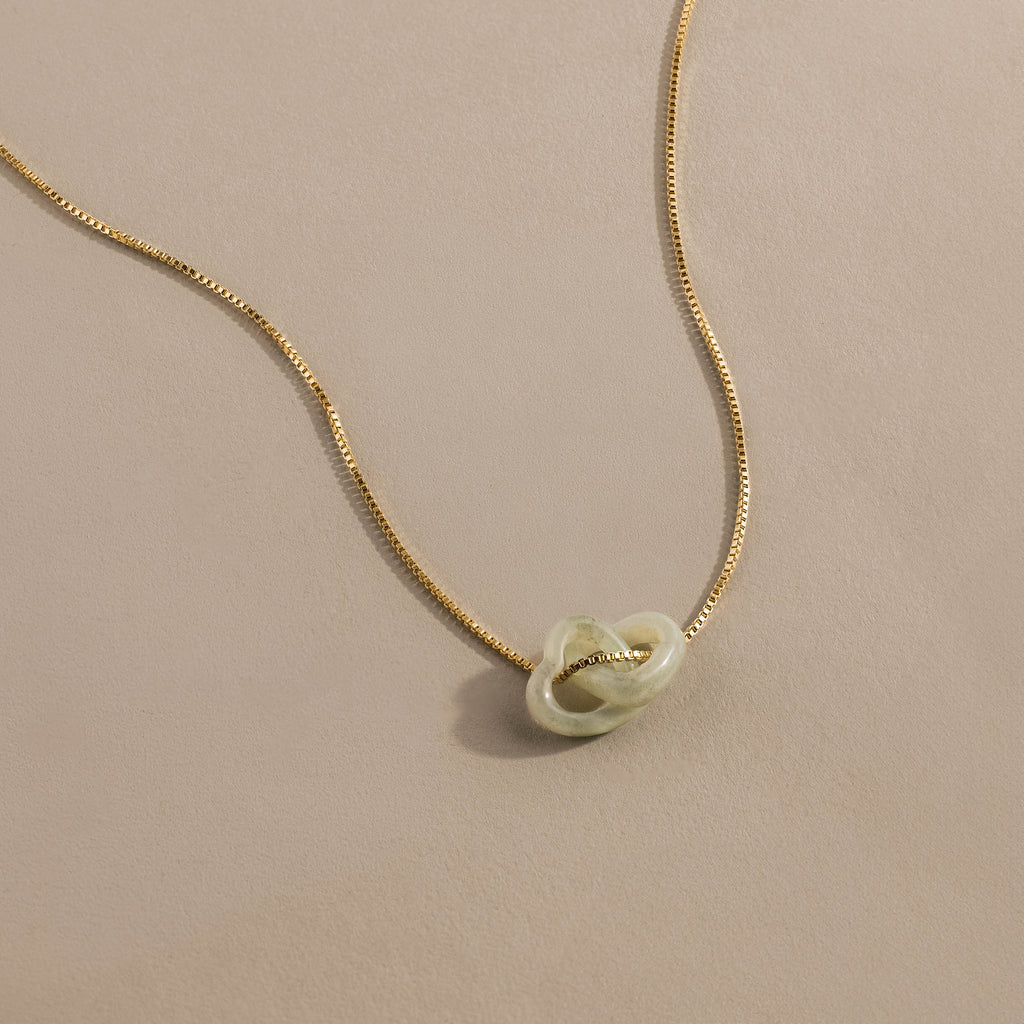 Interlocking Jade Heart Necklace in 18K Gold