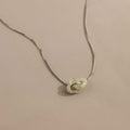 Interlocking Jade Heart Necklace in Silver