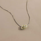 Interlocking Jade Heart Necklace in Silver