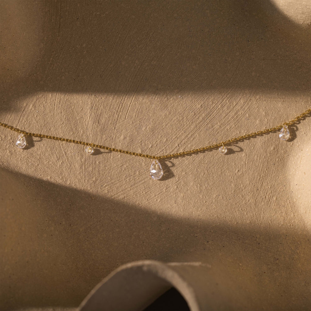 Rain Drop Station Necklace in Silver