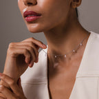 Rain Drop Station Necklace in Silver