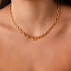 Oval Link Charm Necklace in 18K Gold
