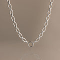 Oval Link Charm Necklace in Silver