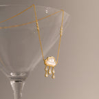 Diamond Pearl Rain Cloud Necklace in 18K Gold
