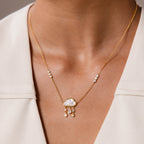Diamond Pearl Rain Cloud Necklace in 18K Gold