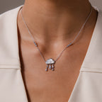 Diamond Pearl Rain Cloud Necklace in Silver