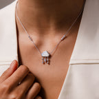 Diamond Pearl Rain Cloud Necklace in Silver