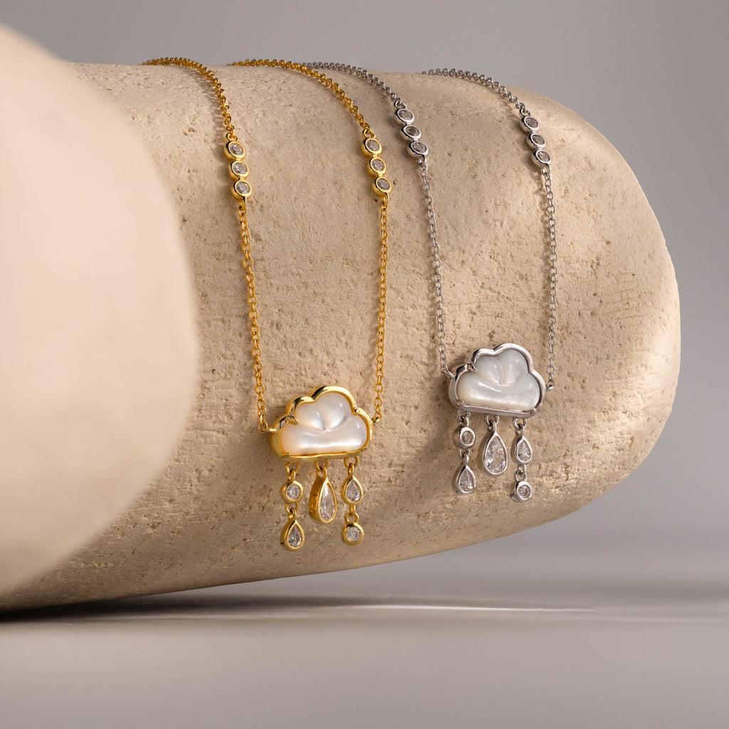 Diamond Pearl Rain Cloud Necklace