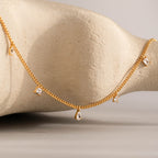 Diamond Station Curb Necklace in 18K Gold