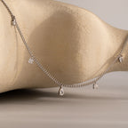 Diamond Station Curb Necklace in Silver