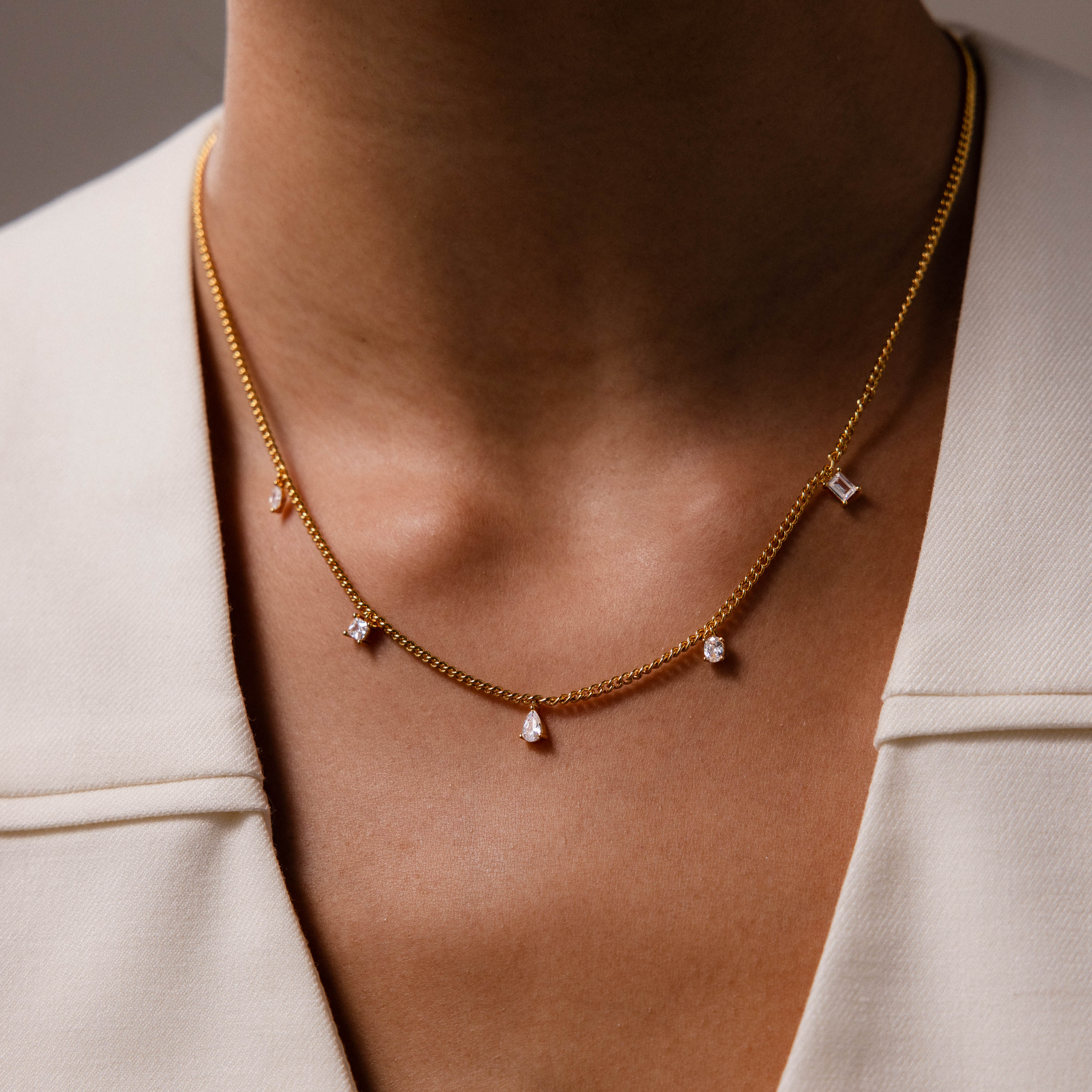 Diamond Station Curb Necklace