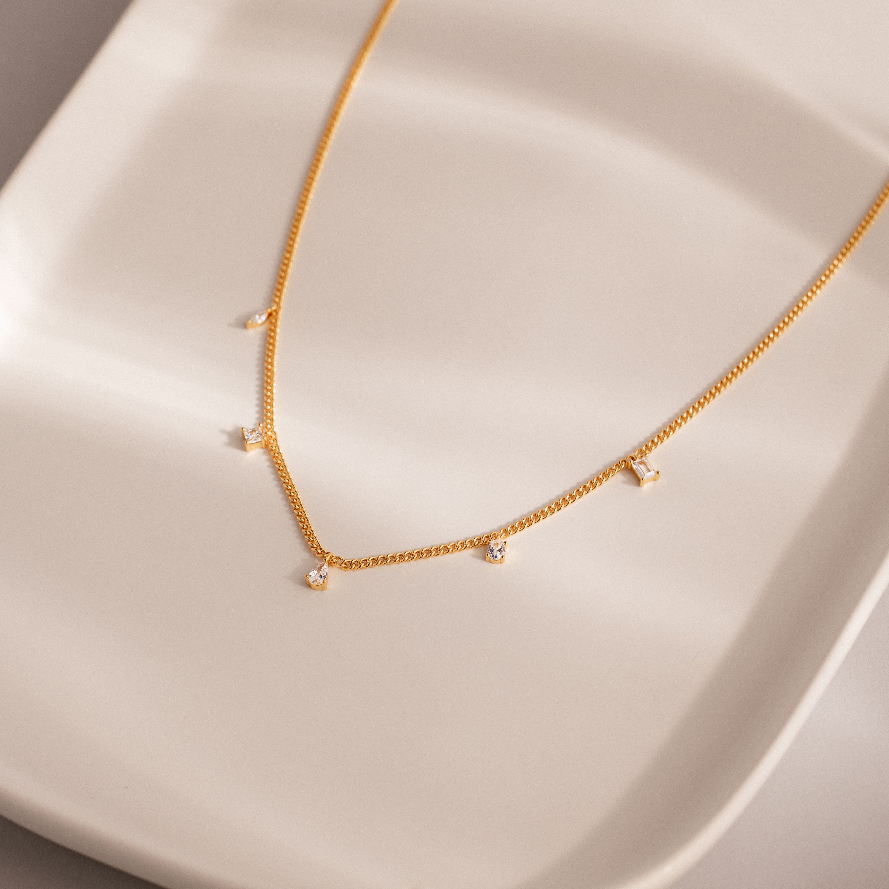 Diamond Station Curb Necklace