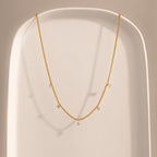Diamond Station Curb Necklace in 18K Gold