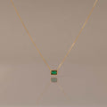 Emerald Cut Bezel Birthstone Necklace