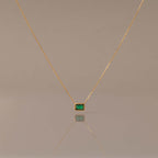 Emerald Cut Bezel Birthstone Necklace