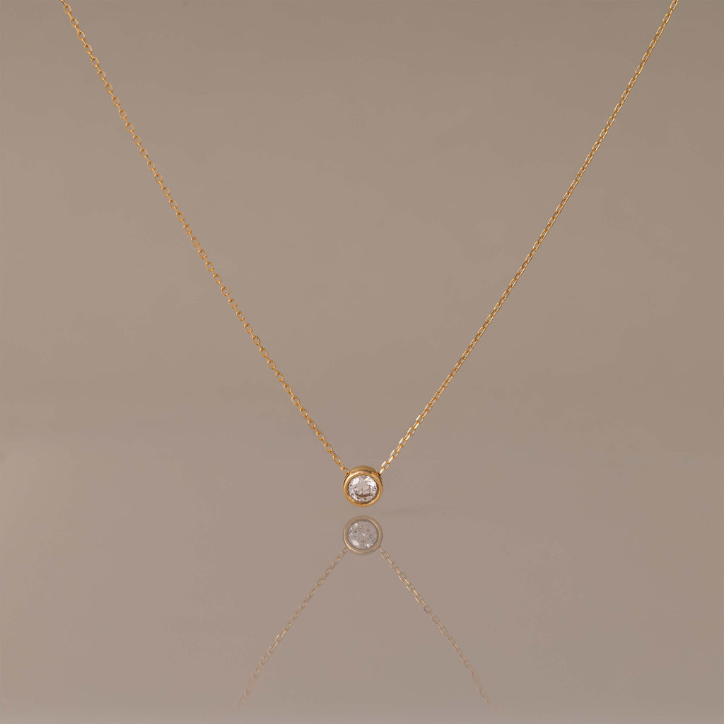 Round Cut Bezel Birthstone Necklace