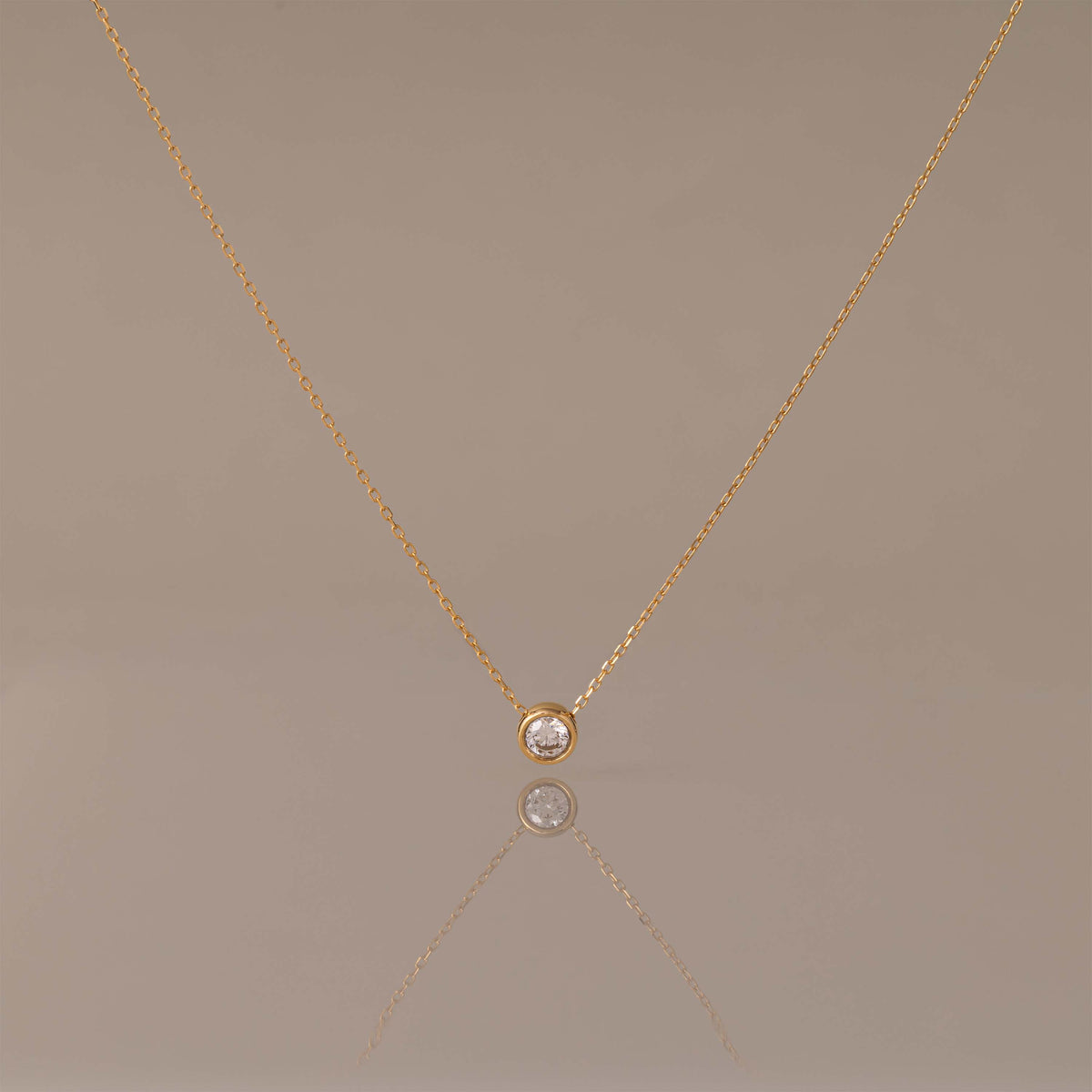 Round Cut Bezel Birthstone Necklace