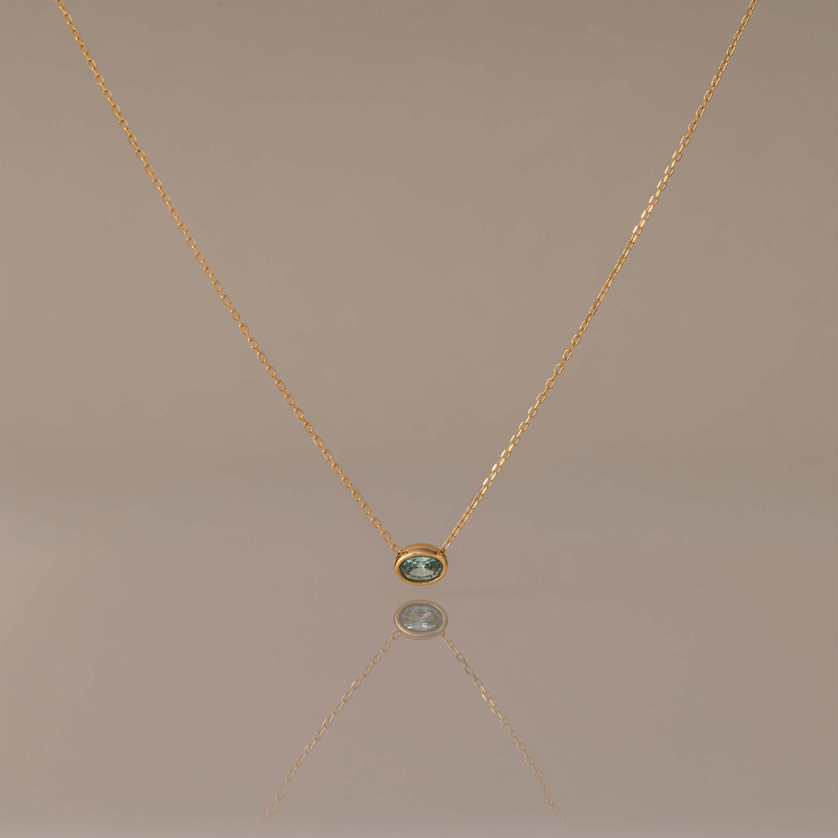 Oval Cut Bezel Birthstone Necklace