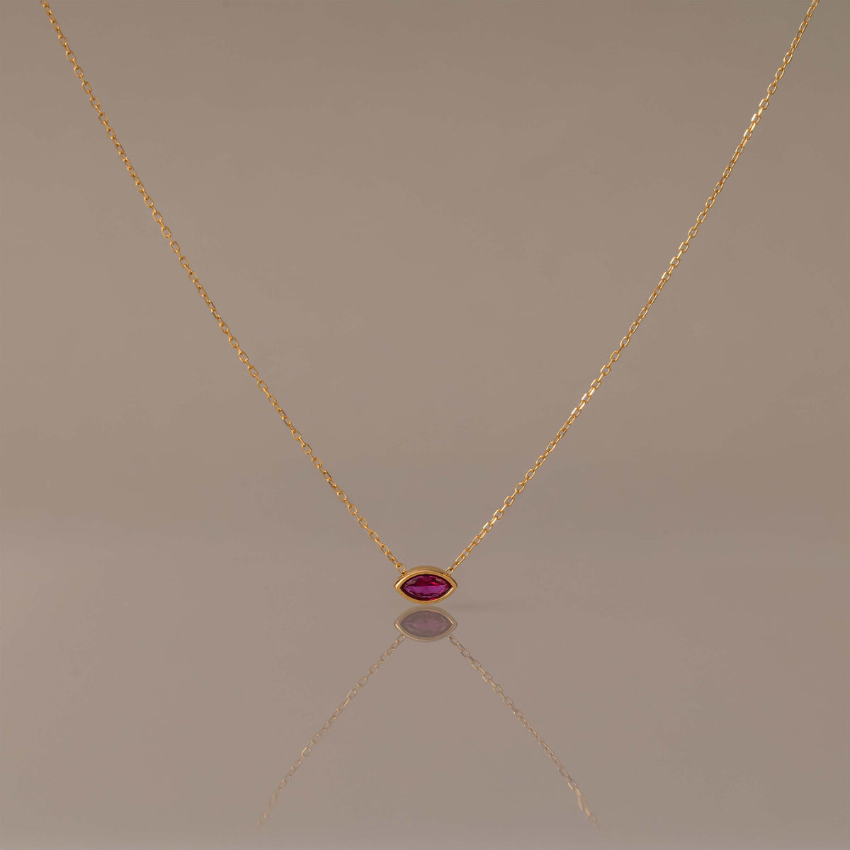 Marquise Cut Bezel Birthstone Necklace