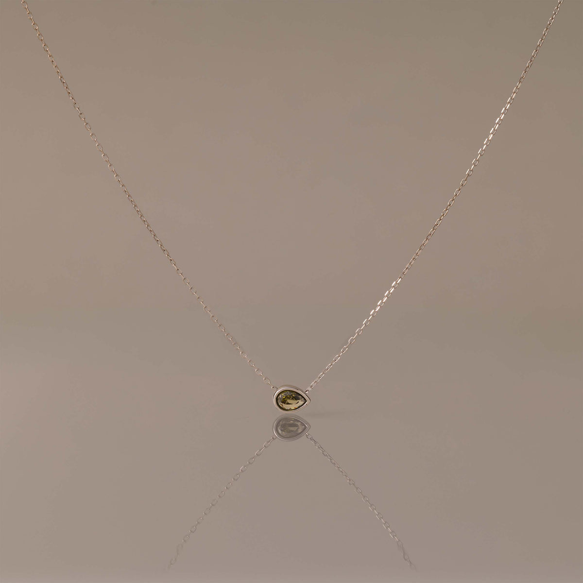 Pear Cut Bezel Birthstone Necklace