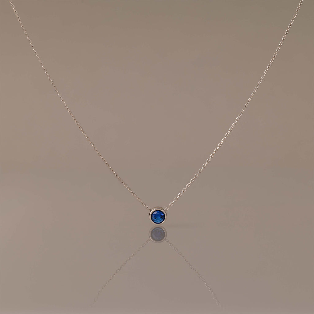 Round Cut Bezel Birthstone Necklace