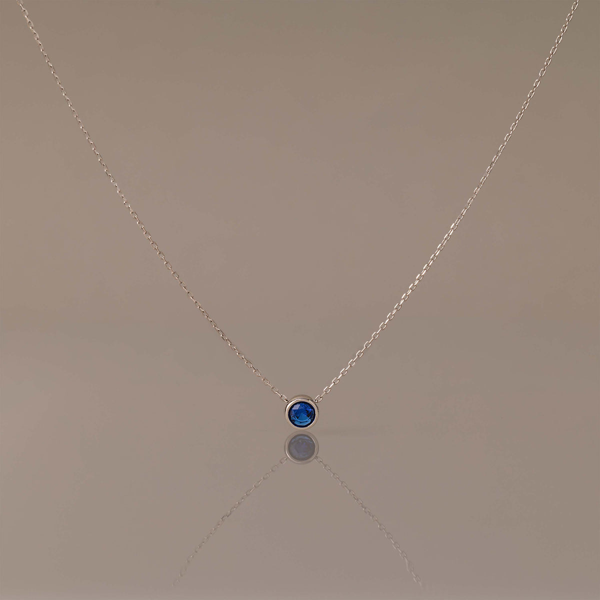 Round Cut Bezel Birthstone Necklace