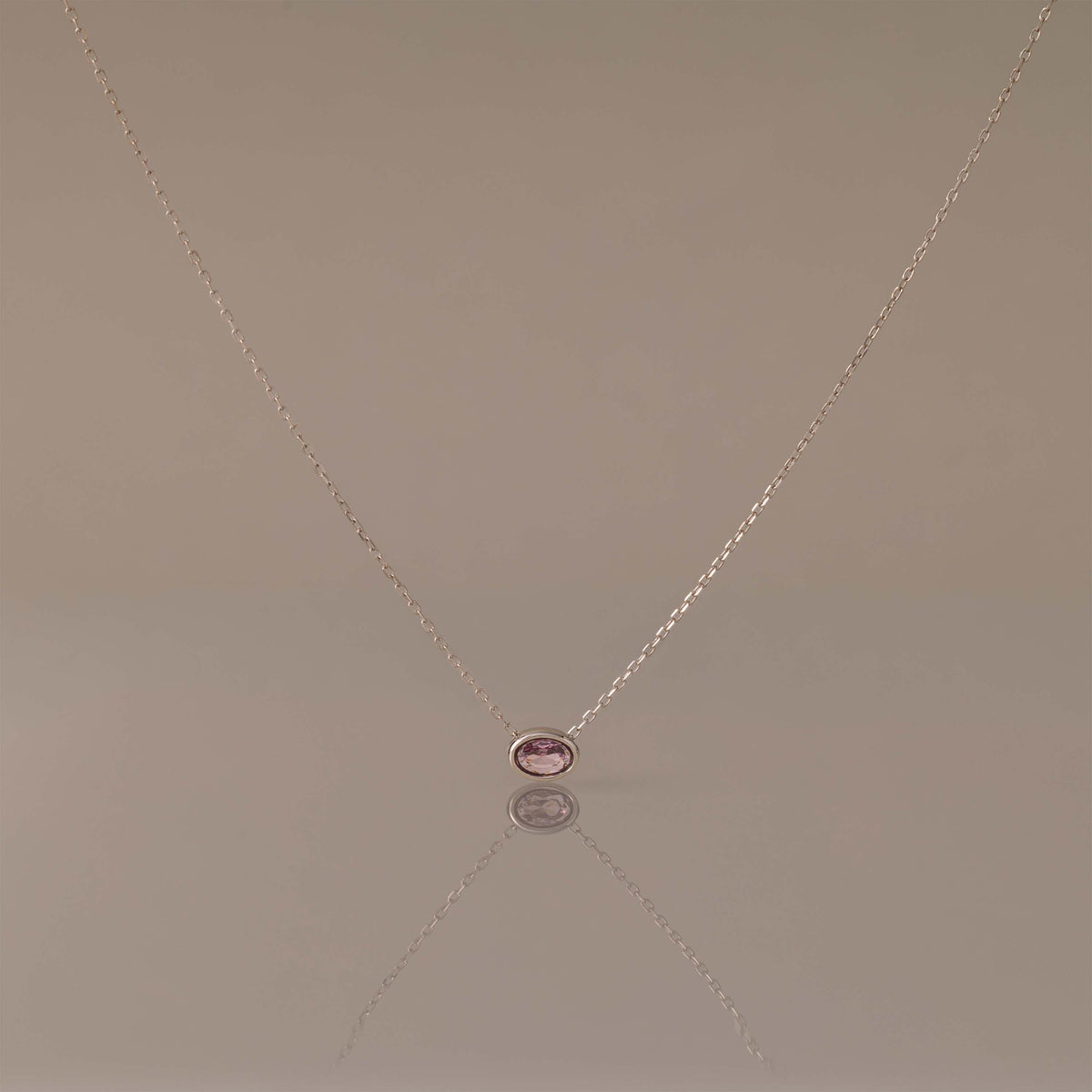 Oval Cut Bezel Birthstone Necklace