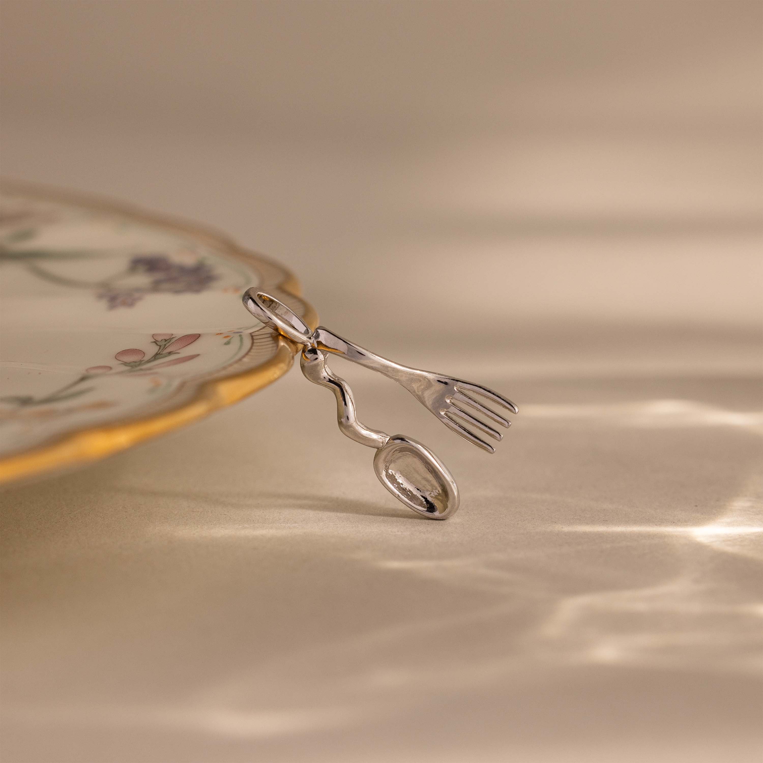 Spoon & Fork Charm in Silver