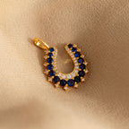 Lucky Sapphire Horseshoe Charm in 18K Gold